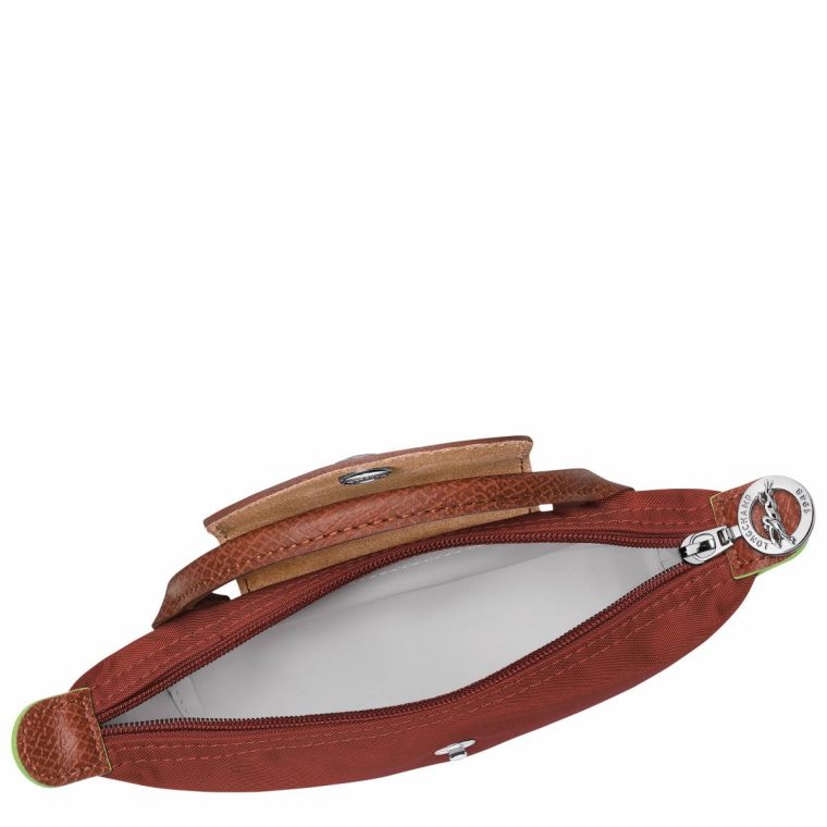 Le Pliage Green Pouch With Handle Chestnut - Recycled Canvas Pouches & Cases Women Longchamp Chestnut - Image 4
