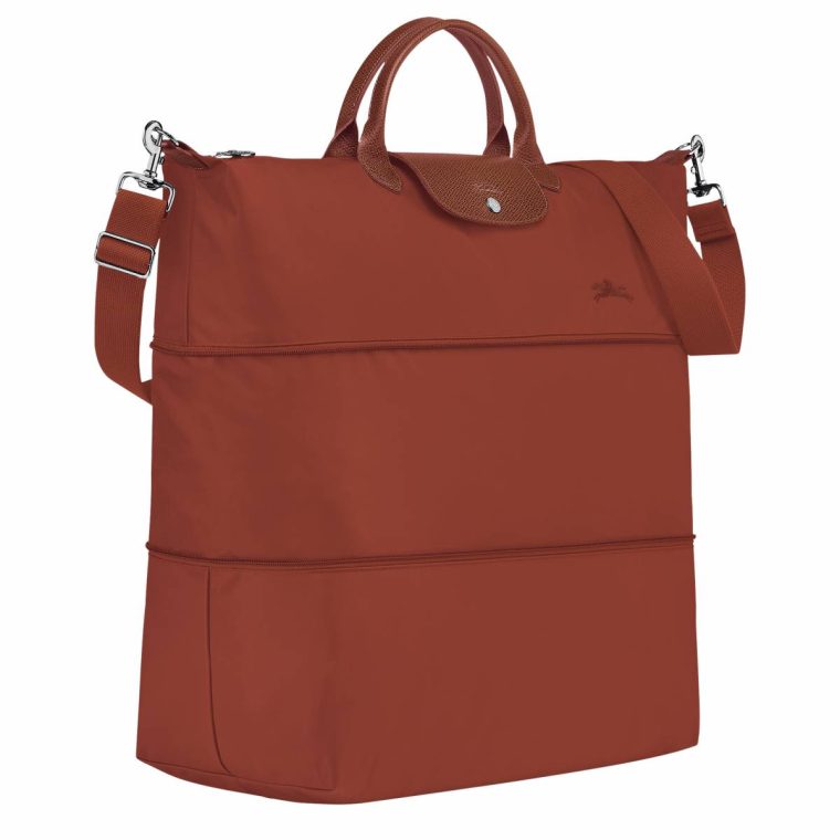 Le Pliage Green Travel Bag Expandable Chestnut - Recycled Canvas Chestnut Travel Bags Women Longchamp - Image 2