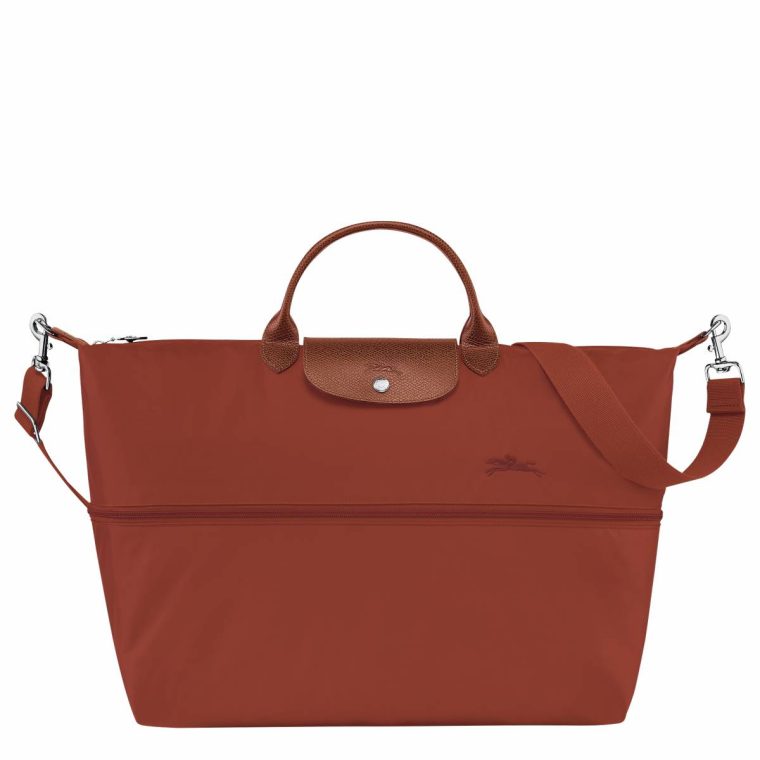 Le Pliage Green Travel Bag Expandable Chestnut - Recycled Canvas Chestnut Travel Bags Women Longchamp - Image 4