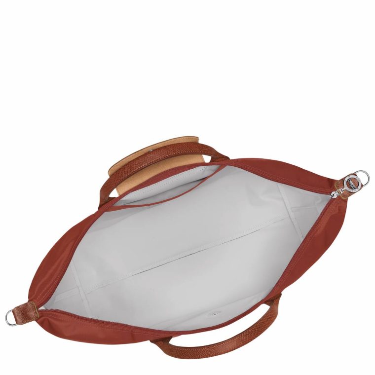 Le Pliage Green Travel Bag Expandable Chestnut - Recycled Canvas Chestnut Travel Bags Women Longchamp - Image 5