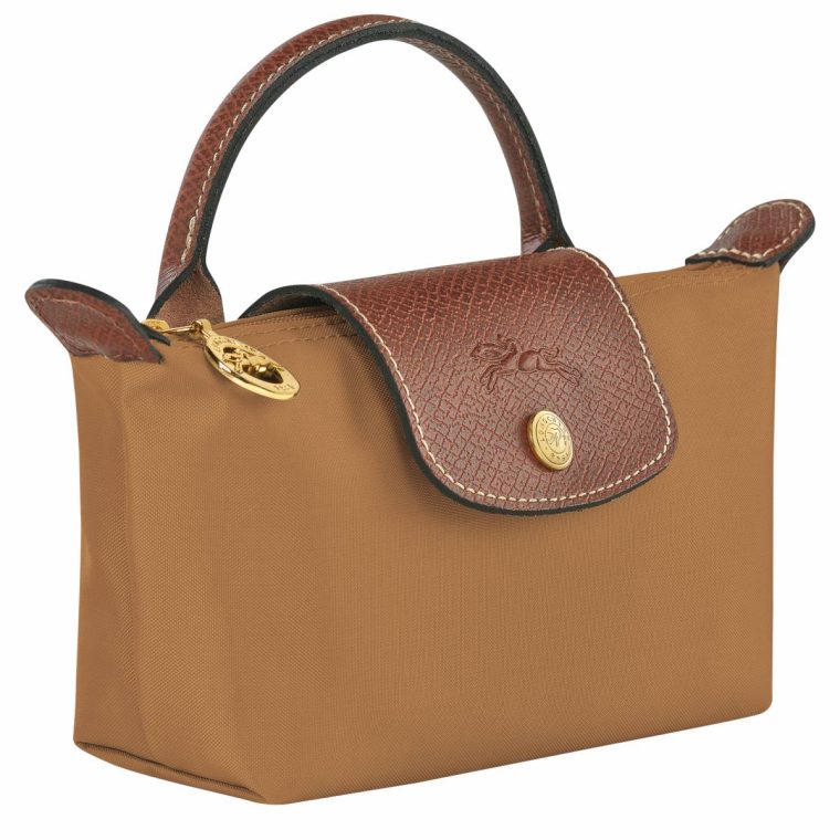 Le Pliage Original Pouch With Handle Fawn - Recycled Canvas Women Pouches & Cases Longchamp Fawn - Image 2