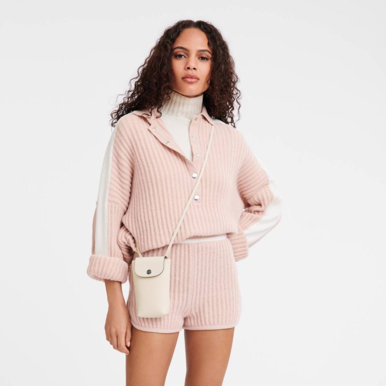 Le Pliage Xtra Phone Case With Leather Lace Ecru - Leather Phone Cases Longchamp Women Ecru - Image 2