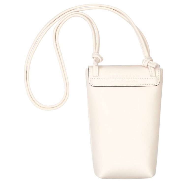Le Pliage Xtra Phone Case With Leather Lace Ecru - Leather Phone Cases Longchamp Women Ecru - Image 4