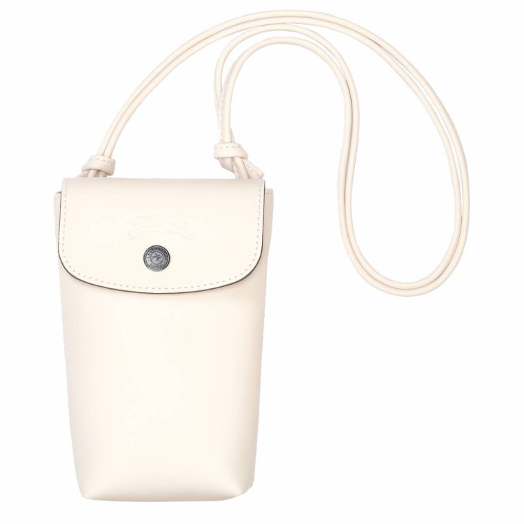 Le Pliage Xtra Phone Case With Leather Lace Ecru - Leather Phone Cases Longchamp Women Ecru