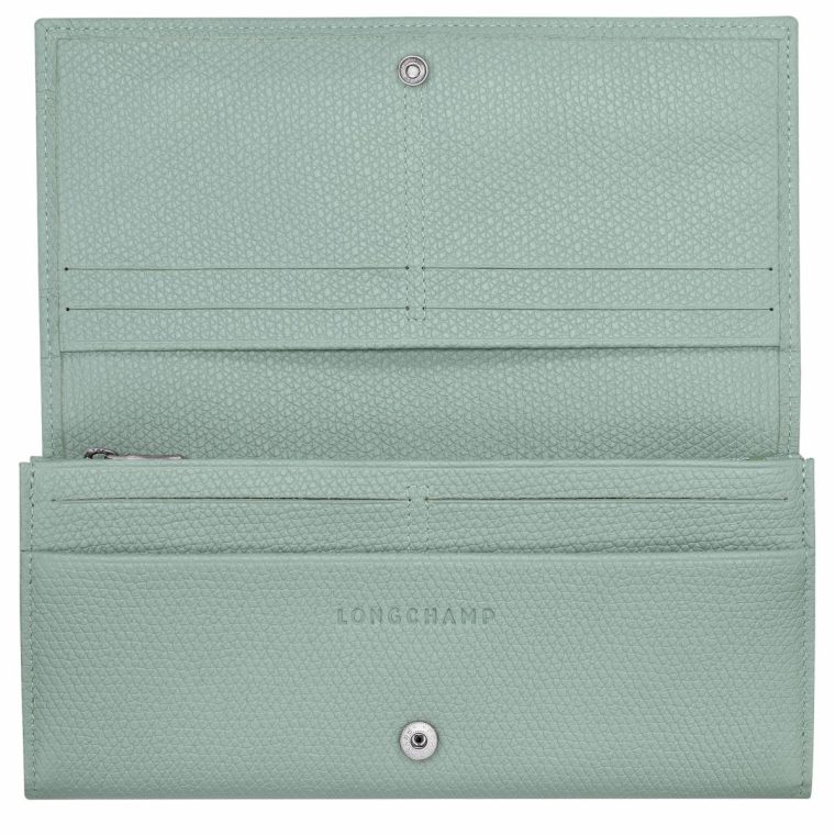 Le Roseau Flap Wallet Celadon - Leather Longchamp Women Celadon Leather Wallets - Image 2