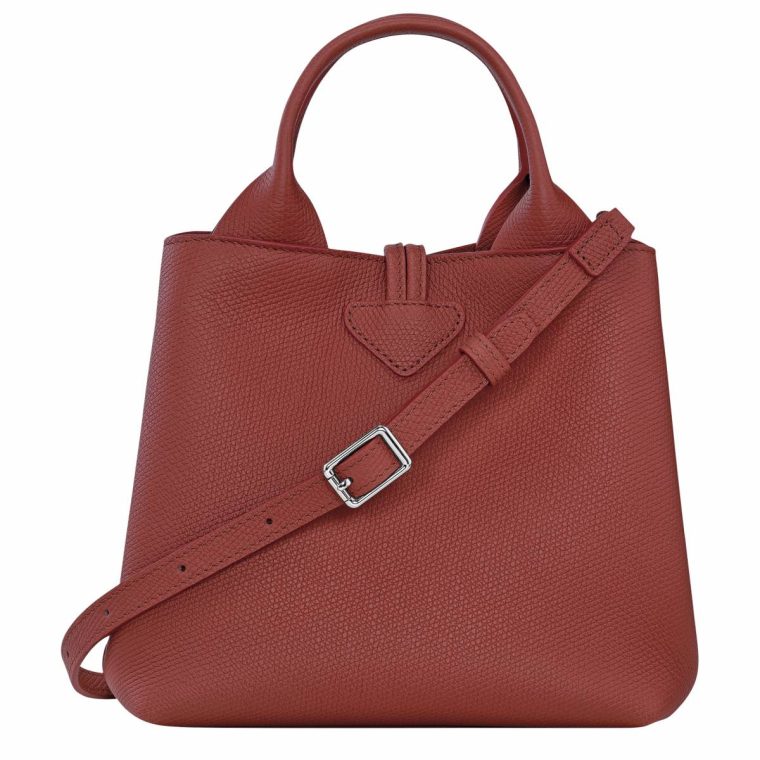 Le Roseau S Handbag Chestnut - Leather Chestnut Leather Bags Women Longchamp - Image 3