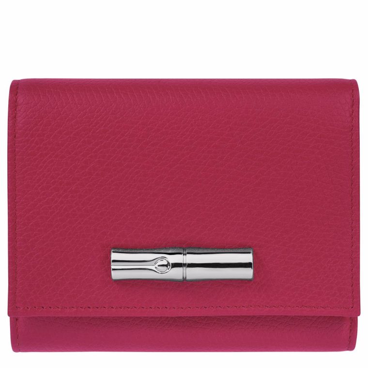 Le Roseau Wallet Beetroot - Leather Longchamp Beetroot Women Leather Wallets
