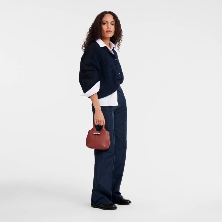 Le Roseau Xs Handbag Chestnut - Leather Leather Bags Women Longchamp Chestnut - Image 2