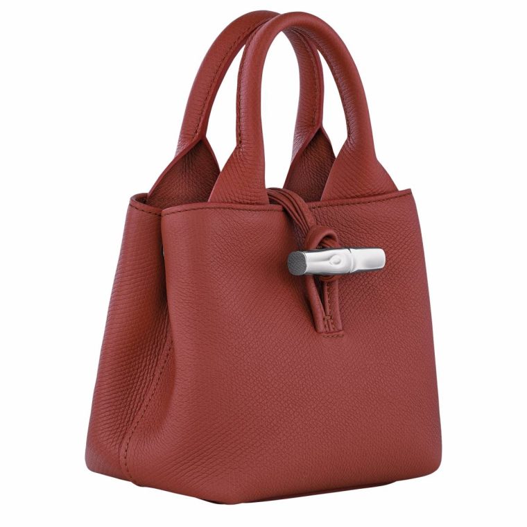 Le Roseau Xs Handbag Chestnut - Leather Leather Bags Women Longchamp Chestnut - Image 3