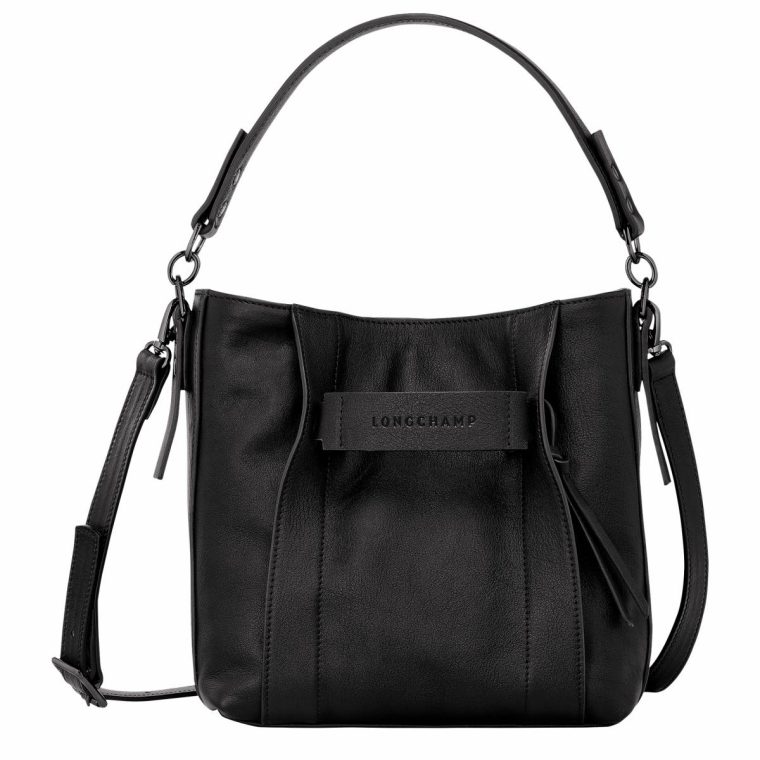 Leather Bags Black Longchamp 3D S Crossbody Bag Black - Leather Women