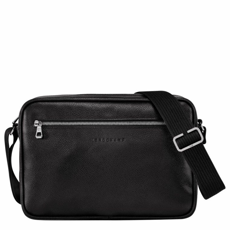 Leather Bags Black Longchamp Men Le Foulonné M Camera Bag Black - Leather