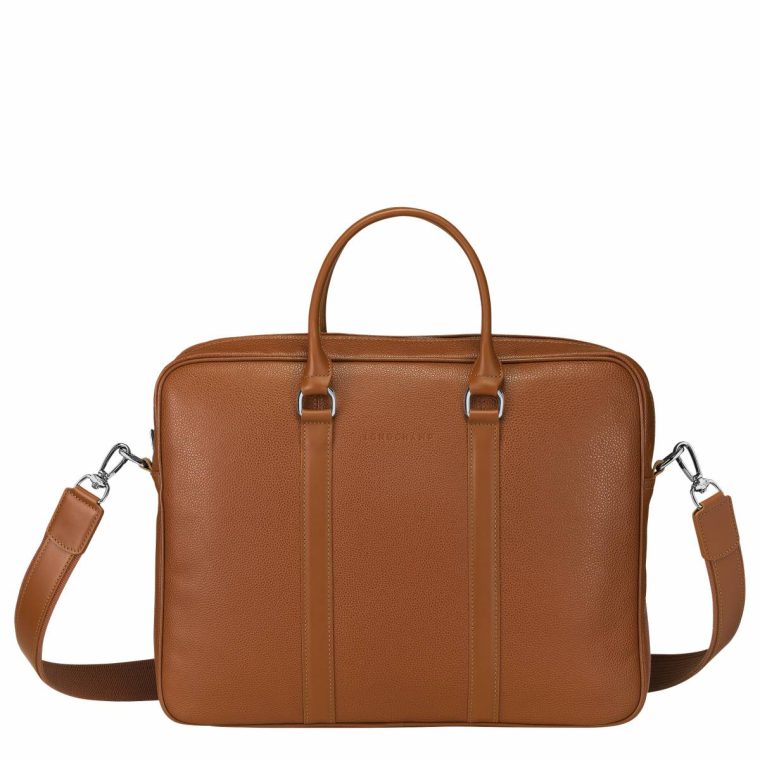 Leather Bags Caramel Le Foulonné S Briefcase Caramel - Leather Longchamp Women