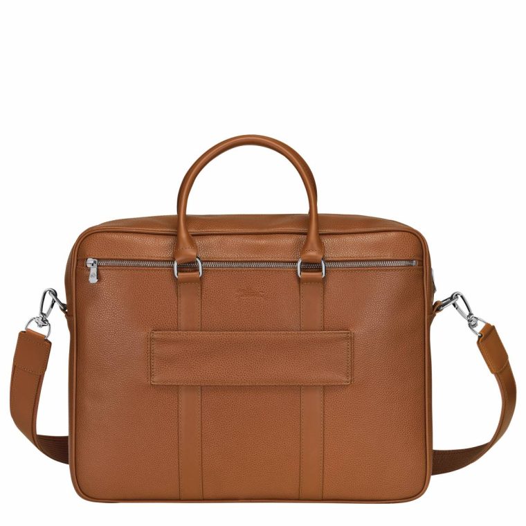 Leather Bags Le Foulonné M Briefcase Caramel - Leather Longchamp Women Caramel - Image 4
