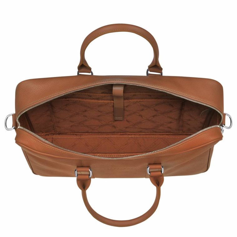 Leather Bags Le Foulonné M Briefcase Caramel - Leather Longchamp Women Caramel - Image 5