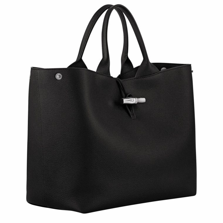 Leather Bags Longchamp Le Roseau L Handbag Black - Leather Black Women - Image 3