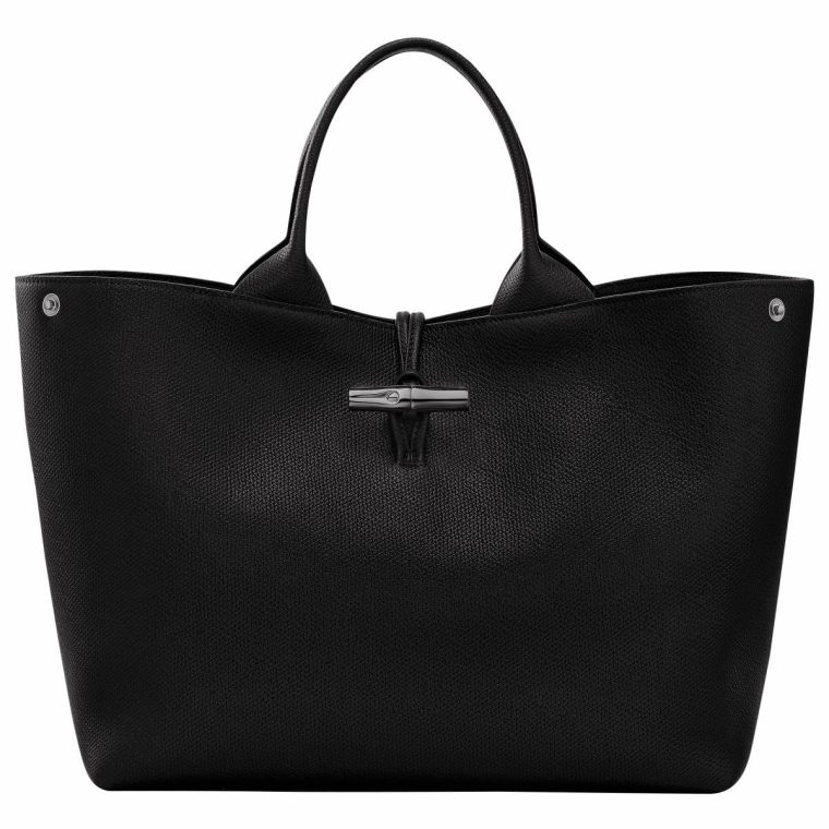Leather Bags Longchamp Le Roseau L Handbag Black - Leather Black Women