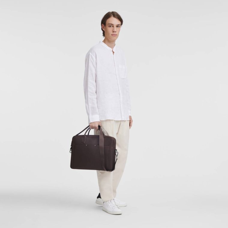 Leather Bags Mocha Longchamp Sur Seine M Briefcase Mocha - Leather Men - Image 2