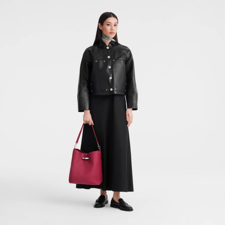 Leather Bags Women Beetroot Le Roseau M Shoulder Bag Beetroot - Leather Longchamp - Image 2
