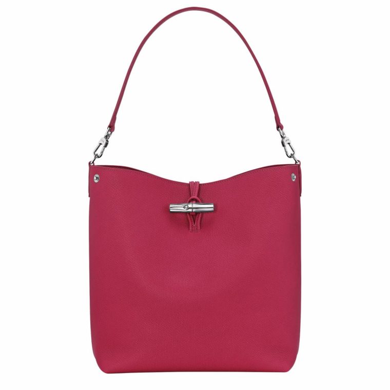 Leather Bags Women Beetroot Le Roseau M Shoulder Bag Beetroot - Leather Longchamp