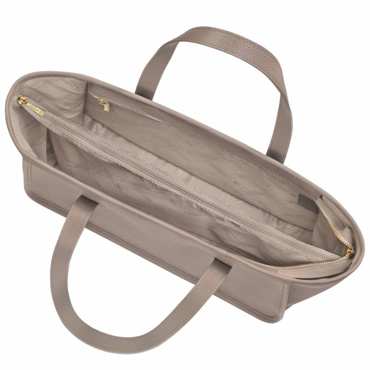 Leather Bags Women Le Foulonné L Tote Bag Turtledove - Leather Longchamp Turtledove - Image 5