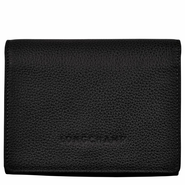 Leather Wallets Le Foulonné Wallet Black - Leather Longchamp Women Black