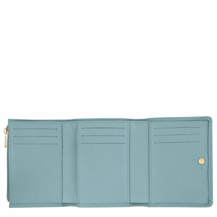 Leather Wallets Le Foulonné Wallet Eucalyptus - Leather Longchamp Women Eucalyptus - Image 3