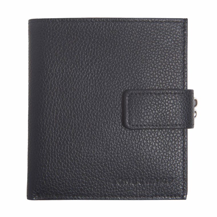 Leather Wallets Longchamp Le Foulonné Compact Wallet Black - Leather Women Black