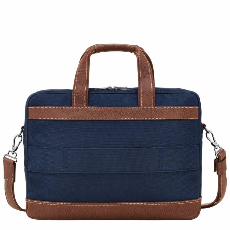 Longchamp Boxford L Briefcase Blue - Recycled Canvas Briefcase Men Blue - Image 3