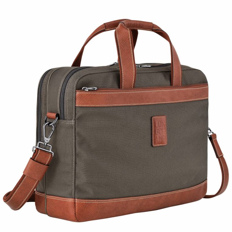 Longchamp Boxford L Briefcase Brown - Recycled Canvas Brown Briefcase Men - Image 2