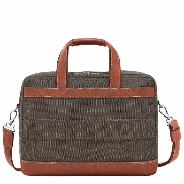 Longchamp Boxford L Briefcase Brown - Recycled Canvas Brown Briefcase Men - Image 3