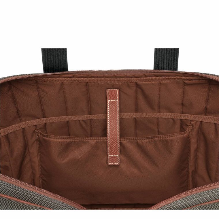Longchamp Boxford L Briefcase Brown - Recycled Canvas Brown Briefcase Men - Image 4