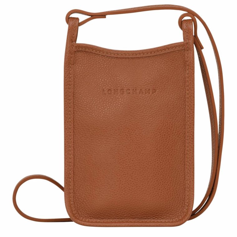 Longchamp Caramel Women Le Foulonné Phone Case Caramel - Leather Phone Cases