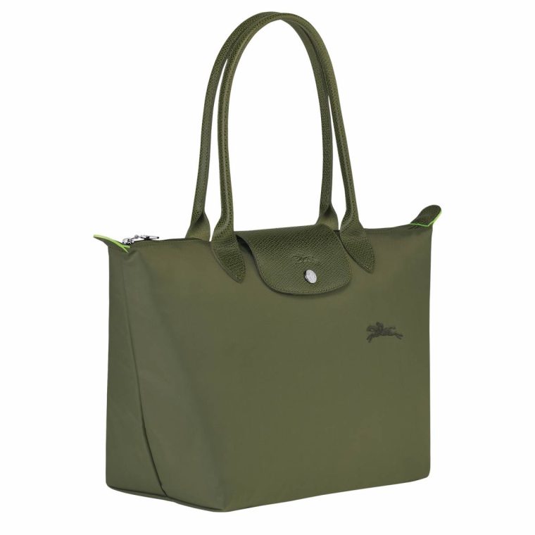 Longchamp Forest Women Shoulder Bags Le Pliage Green M Tote Bag Forest - Recycled Canvas - Image 2