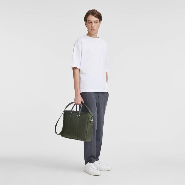 Longchamp Khaki Leather Bags Women Le Foulonné M Briefcase Khaki - Leather - Image 2