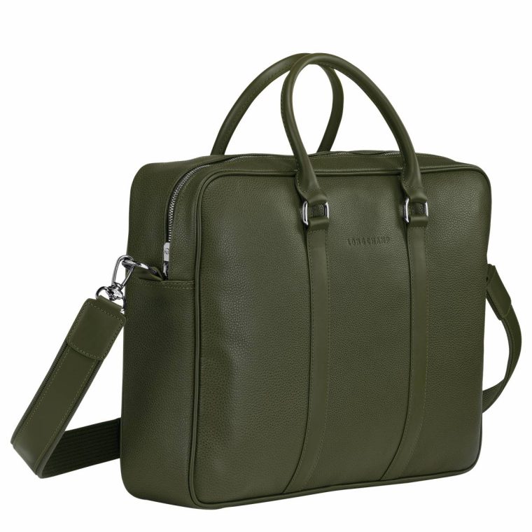 Longchamp Khaki Leather Bags Women Le Foulonné M Briefcase Khaki - Leather - Image 3