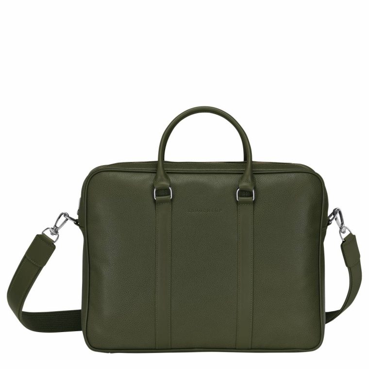 Longchamp Khaki Leather Bags Women Le Foulonné M Briefcase Khaki - Leather