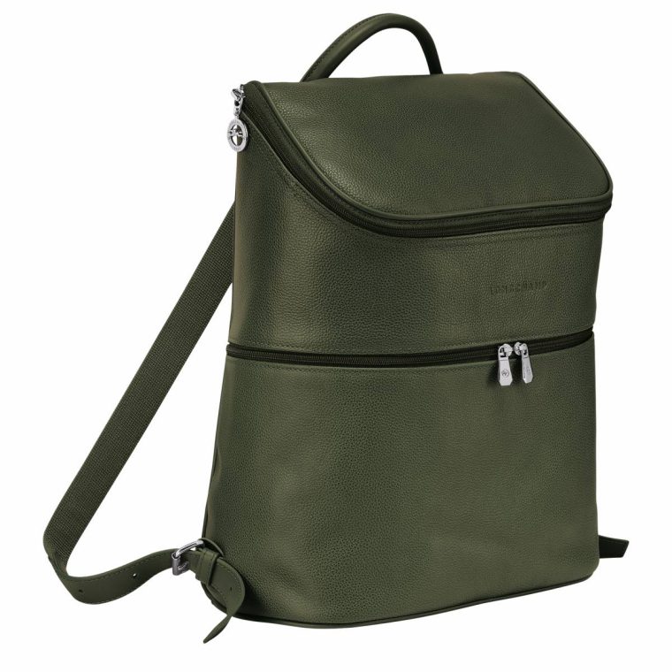 Longchamp Khaki Women Le Foulonné Backpack Khaki - Leather Leather Bags - Image 2