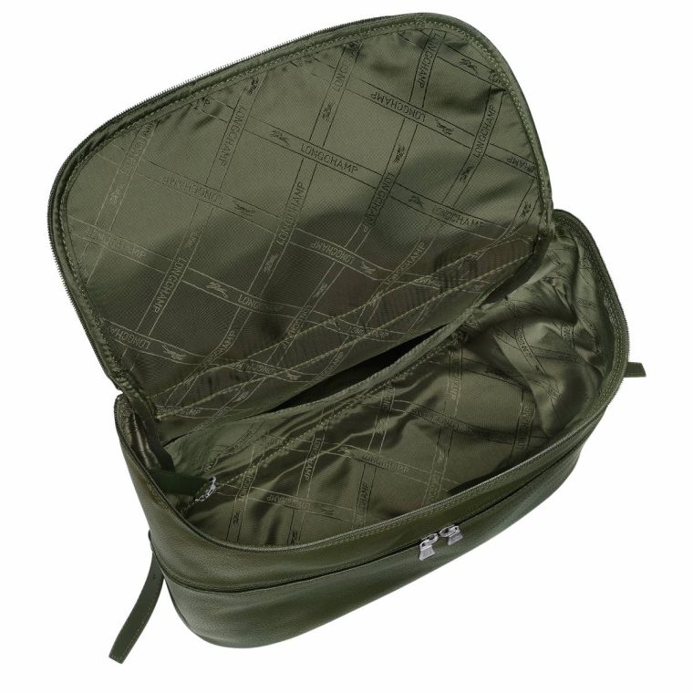 Longchamp Khaki Women Le Foulonné Backpack Khaki - Leather Leather Bags - Image 4