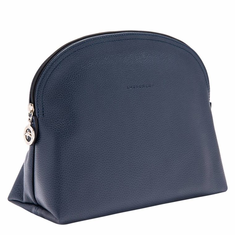 Longchamp Le Foulonné Toiletry Case Navy - Leather Toiletry Bags Navy Women - Image 2