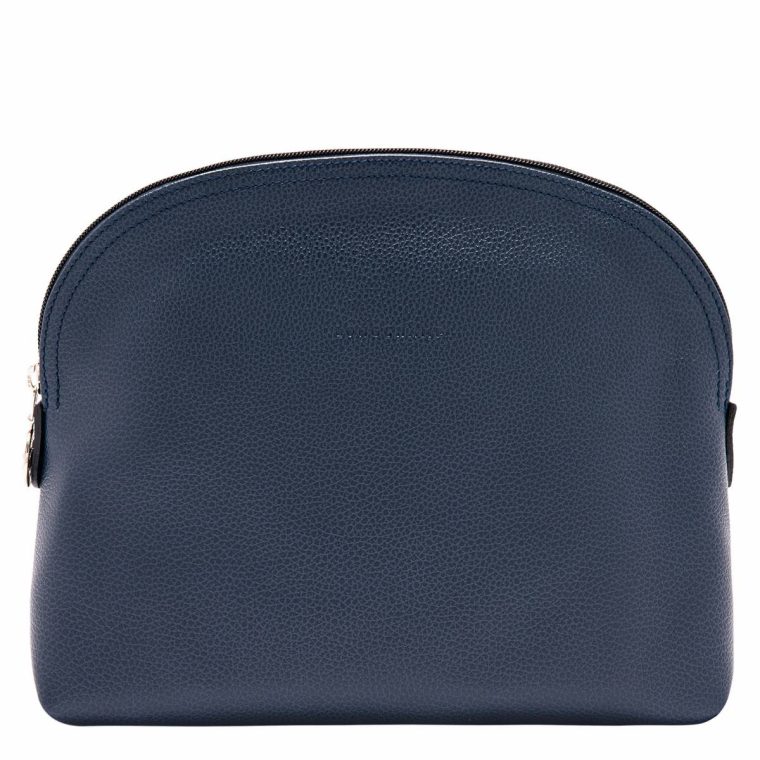Longchamp Le Foulonné Toiletry Case Navy - Leather Toiletry Bags Navy Women