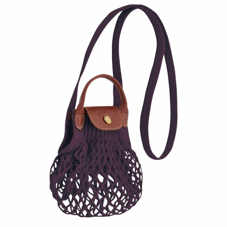 Longchamp Le Pliage Filet Xs Mesh Bag Eggplant - Canvas Mini Bags Women Eggplant - Image 3