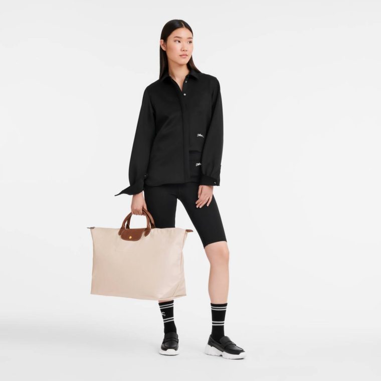 Longchamp Le Pliage Original L Travel Bag Paper - Recycled Canvas Paper Women Travel Bags