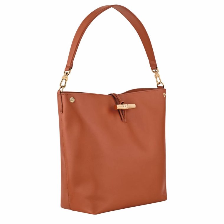 Longchamp Le Roseau M Hobo Bag Bark - Leather Bark Women Leather Bags - Image 3