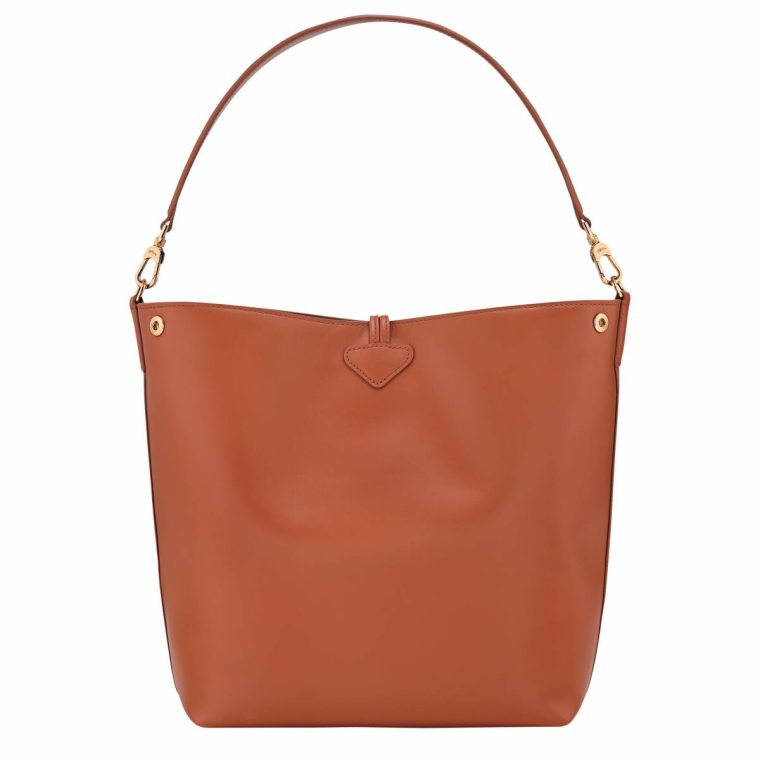 Longchamp Le Roseau M Hobo Bag Bark - Leather Bark Women Leather Bags - Image 4