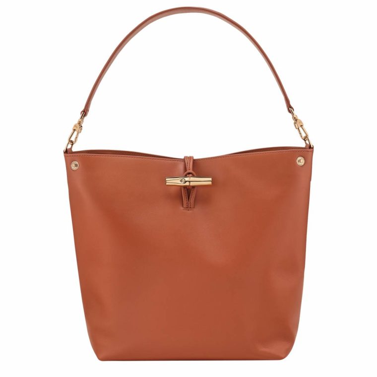 Longchamp Le Roseau M Hobo Bag Bark - Leather Bark Women Leather Bags