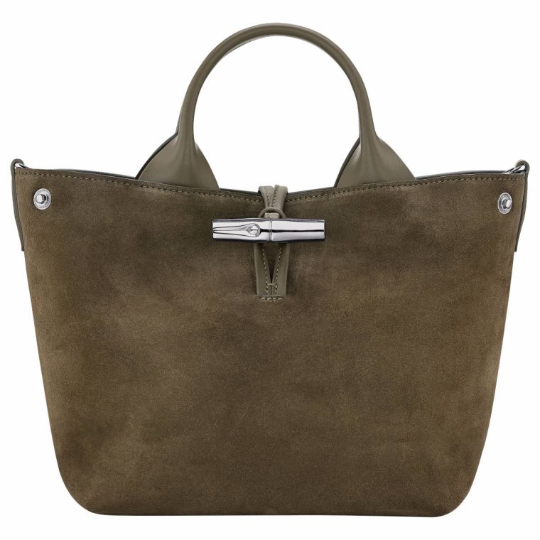 Longchamp Le Roseau S Handbag Olive - Leather Leather Bags Women Olive - Image 5