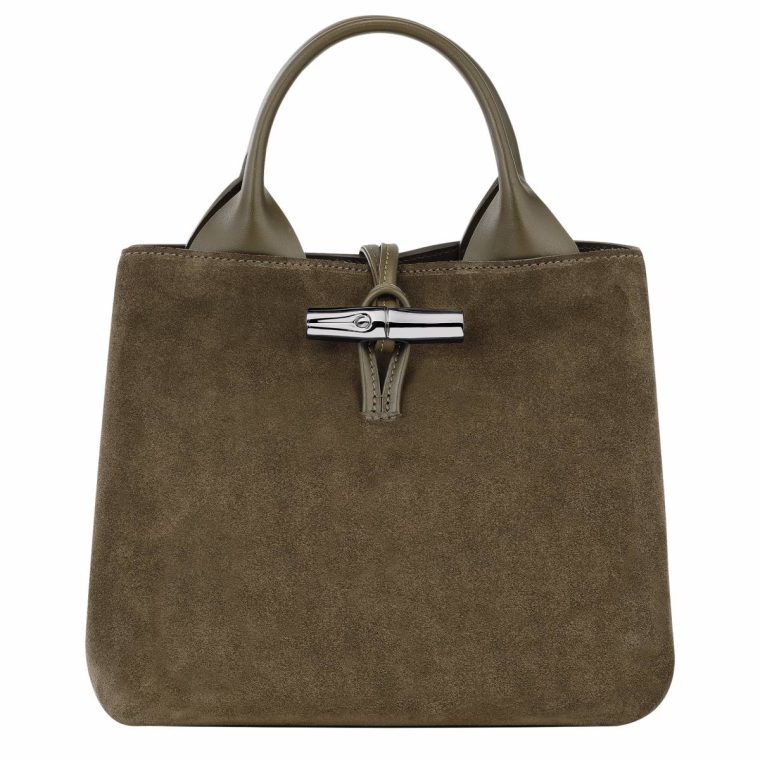 Longchamp Le Roseau S Handbag Olive - Leather Leather Bags Women Olive