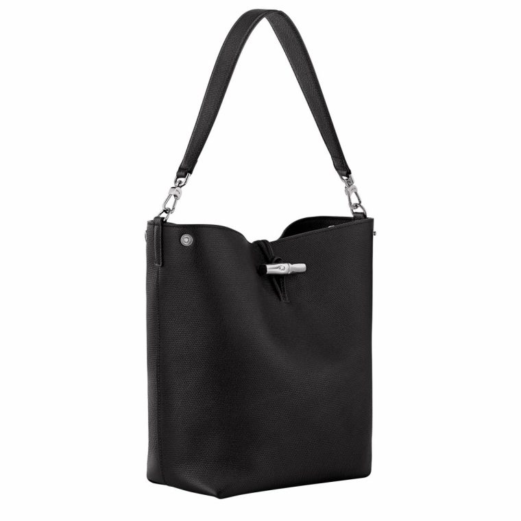 Longchamp Leather Bags Le Roseau M Shoulder Bag Black - Leather Black Women - Image 3