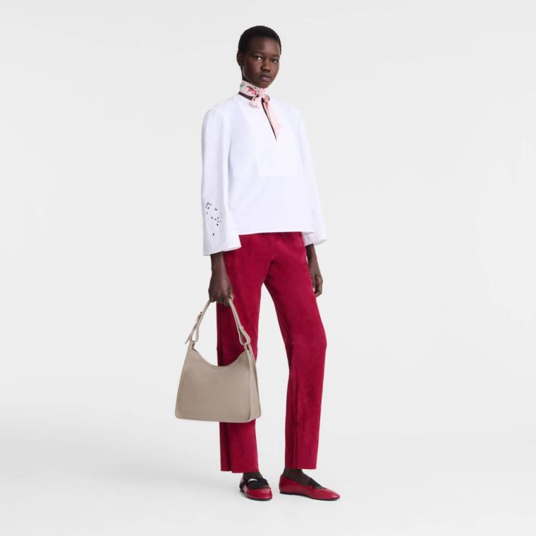 Longchamp Leather Bags Turtledove Women Le Foulonné M Hobo Bag Turtledove - Leather - Image 2