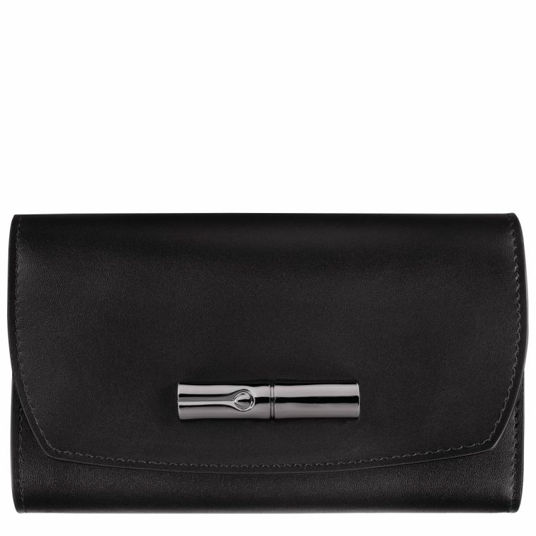 Longchamp Leather Wallets Le Roseau Wallet Black - Leather Women Black